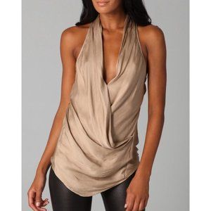 HELMUT LANG bronze crossover blouse